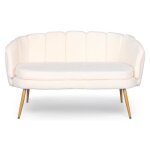 Canap� 2 places arrondi brenda tissu bouclette beige