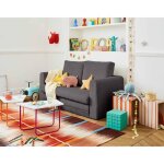 Marilia - canap� 2 places - convertible d�plimousse - en velours c�tel� - gris