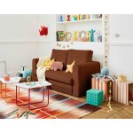 Marilia - canap� 2 places - convertible d�plimousse - en velours c�tel� - terracotta