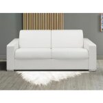 Canap 2 places convertible express en simili calito - blanc - couchage lattes larges 120 cm - matelas ...