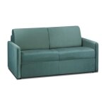 Canap� 2 places convertible express en velours vert menthe - couchage 120 cm - matelas 14 cm calife