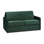 Canap� 2 places convertible express en velours vert sapin - couchage 120 cm - matelas 14 cm calife