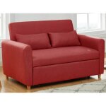 Canap� 2 places convertible en tissu rouge ayla