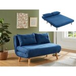 Canap� 2 places convertible en tissu valerio - bleu