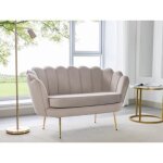 Canap� 2 places coquillage en velours taupe dandelion