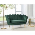 Canap� 2 places coquillage en velours vert sapin dandelion