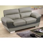 Canap 2 places en cuir francesca - bicolore anthracite et gris - dhoussable - largeur 85 cm