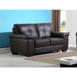 Canap� 2 places en cuir hazel - chocolat - marron - fixe - 93 cm - 161 cm - contemporain - design