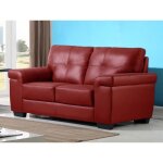 Canap 2 places en cuir hazel - rouge - marron - 93 - hazel