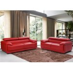 Canap 2 places en cuir macelo - rouge