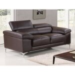 Canap 2 places en cuir - vente - unique - solange - contemporain - design - marron
