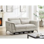 Canap� 2 places relax �lectrique en tissu beige macari