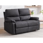 Canap 2 places relax lectrique en tissu gris anthracite lunano