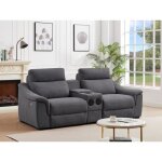 Canap 2 places relax lectrique en tissu gris vereto