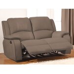 Canap 2 places relax en microfibre - hernani - marron - classique - avec accoudoirs