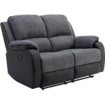 Canap 2 places relax en microfibre et simili gris et noir brody