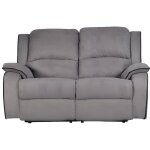 Canap 2 places relax en microfibre - vente - unique - hernani - gris - classique