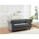 Canapé 2 places en velours anthracite chesterfield Canapé 2 places en velours anthracite chesterfield