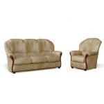 Canapé 3 places et un fauteuil 100% cuir de buffle beige daphne Canapé 3 places et un fauteuil 100% cuir de buffle beige daphne