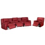 Canap 3 places et un fauteuil relax en cuir aroma - rouge