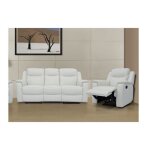 Canap 3 places et un fauteuil relax evasion en cuir - blanc ivoire