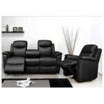 Canap 3 places et un fauteuil relax evasion en cuir - noir