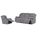 Canapé 3 places et un fauteuil relax en microfibre hernani - gris Canapé 3 places et un fauteuil relax en microfibre hernani - gris