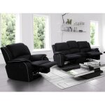 Canap� 3 places et un fauteuil relax en microfibre hernani - noir