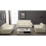 Canap 3 + 2 + 1 places en cuir thibault - ivoire - vente - unique - fixe - contemporain - design