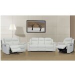 Canaps 3 places 2 places et un fauteuil relax evasion en cuir - blanc ivoire