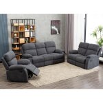 Canapés 3 places 2 places et un fauteuil relax en tissu tolzano - anthracite Canapés 3 places 2 places et un fauteuil relax en tissu tolzano - anthracite