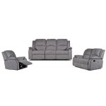 Canapés 3 places 2 places et un fauteuil relax en microfibre hernani - gris Canapés 3 places 2 places et un fauteuil relax en microfibre hernani - gris