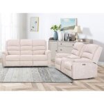Canapés 3 places et 2 places relax électrique en tissu taupe avec tablette nevers Canapés 3 places et 2 places relax électrique en tissu taupe avec tablette nevers