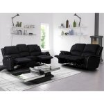 Canaps 3 places et 2 places relax en microfibre hernani - noir