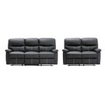 Canap�s 3 places et 2 places relax en simili noir canby