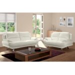 Canap�s 3 places et 2 places en simili musko - ivoire