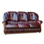 Canap 3 places 100% cuir de buffle daphne - bordeaux