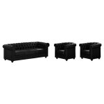 Canap� 3 places et 2 fauteuils chesterfield - simili noir