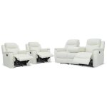 Canap 3 places et 2 fauteuils relax evasion en cuir - blanc ivoire