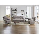 Canap 3 places 2 places et fauteuil relax en microfibre gris clair brody