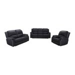 Canap�s 3 places 2 places et un fauteuil relax en microfibre hernani - noir