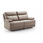Canap de 3 places (2 relax lectriques) en cuir - pvc couleur gris - longueur 194 x profondeur 97 x ...