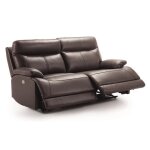 Canap de 3 places (2 relax lectriques) en cuir - pvc couleur marron - longueur 194 x profondeur 97 ...