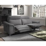 Canap� de 3 places (2 relax �lectriques) en tissu couleur gris fonc� - longueur 227 x profondeur 93 x ...