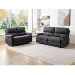 Canapé 3 places et 2 places relax électrique en tissu gris anthracite lunano Canapé 3 places et 2 places relax électrique en tissu gris anthracite lunano