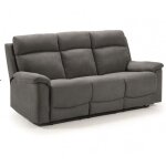 Canap� de 3 places (2 relax manuel) en tissu couleur gris fonc� - longueur 192 x profondeur 87 x hauteur ...