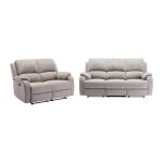 Canapé 3 places et 2 places relax en microfibre gris clair brody Canapé 3 places et 2 places relax en microfibre gris clair brody