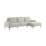 Canap 3 places blanc crme angle  droite et structure / pitement mtal noir