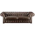 Canap� 3 places chesterfield clotaire en cuir viei