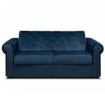 Canap� 3 places chesterfield convertible express 140 cm sommier lattes matelas 16 velours bleu nuit